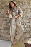 Lindin Linen Blend Crochet Flower Top Washed Sandstone